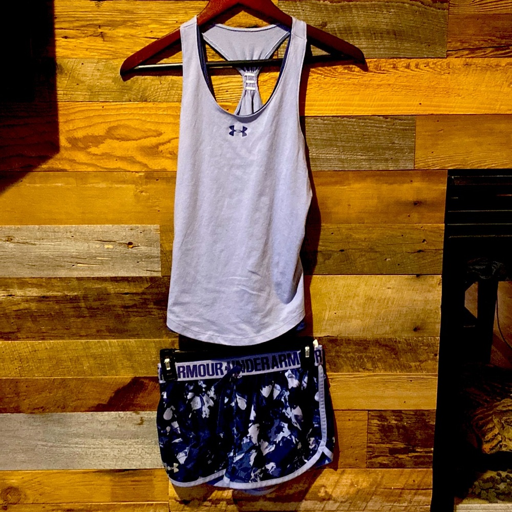 Girls Under Armour tank and shorts set. Size M.